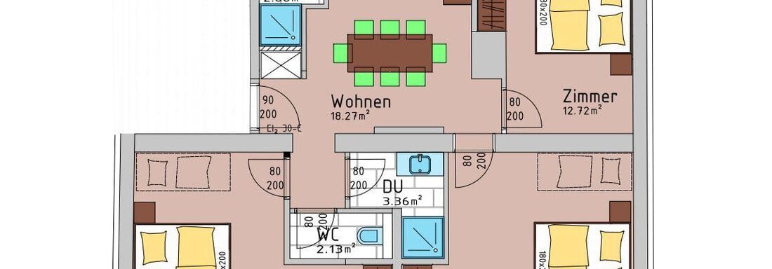 Skizze OG - Gästehaus Huben - Huben