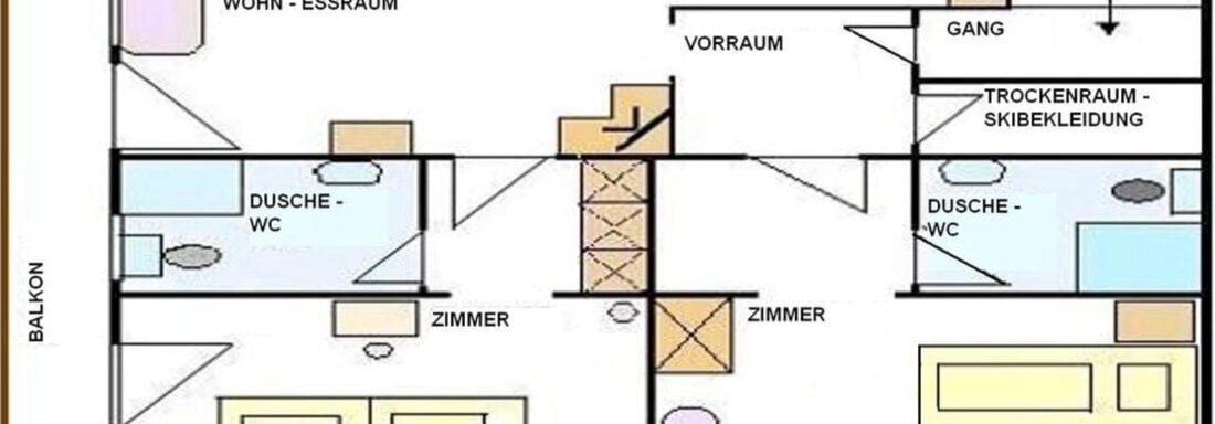 Grundriss - Wohnung 2 mit Blick auf die Berge - Appartement Mrak - Längenfeld