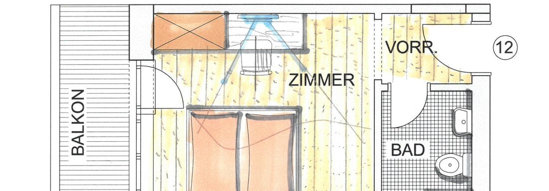 Grundriss Doppelzimmer - Gästehaus Edelweiss - Sautens