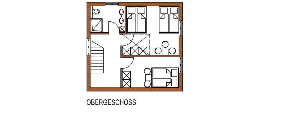 Skizze Obergeschoss - X-Alp Lodges - Sautens