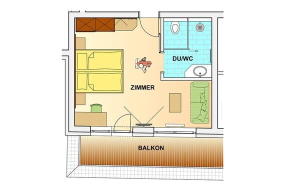 Grundriss Wohlfühl-Doppelzimmer mit Balkon - Hotel Elisabeth - Sölden