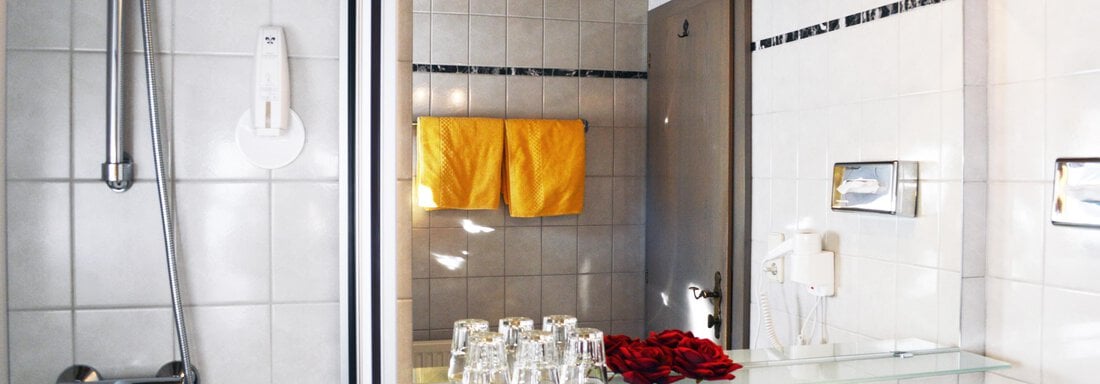 Bath room with shower - Pension "Zur alten Mühle" - Sölden