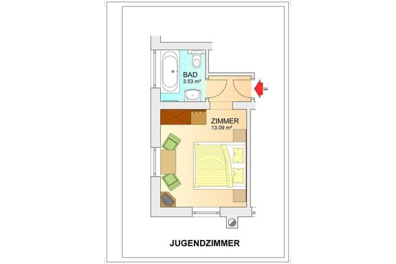 Skizze Jugendzimmer Nr. 5  - Top Apart Daniela - Sölden