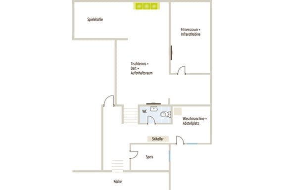 Grundriss Ferienhaus Ban Brösign Spielbereich - Umhausen